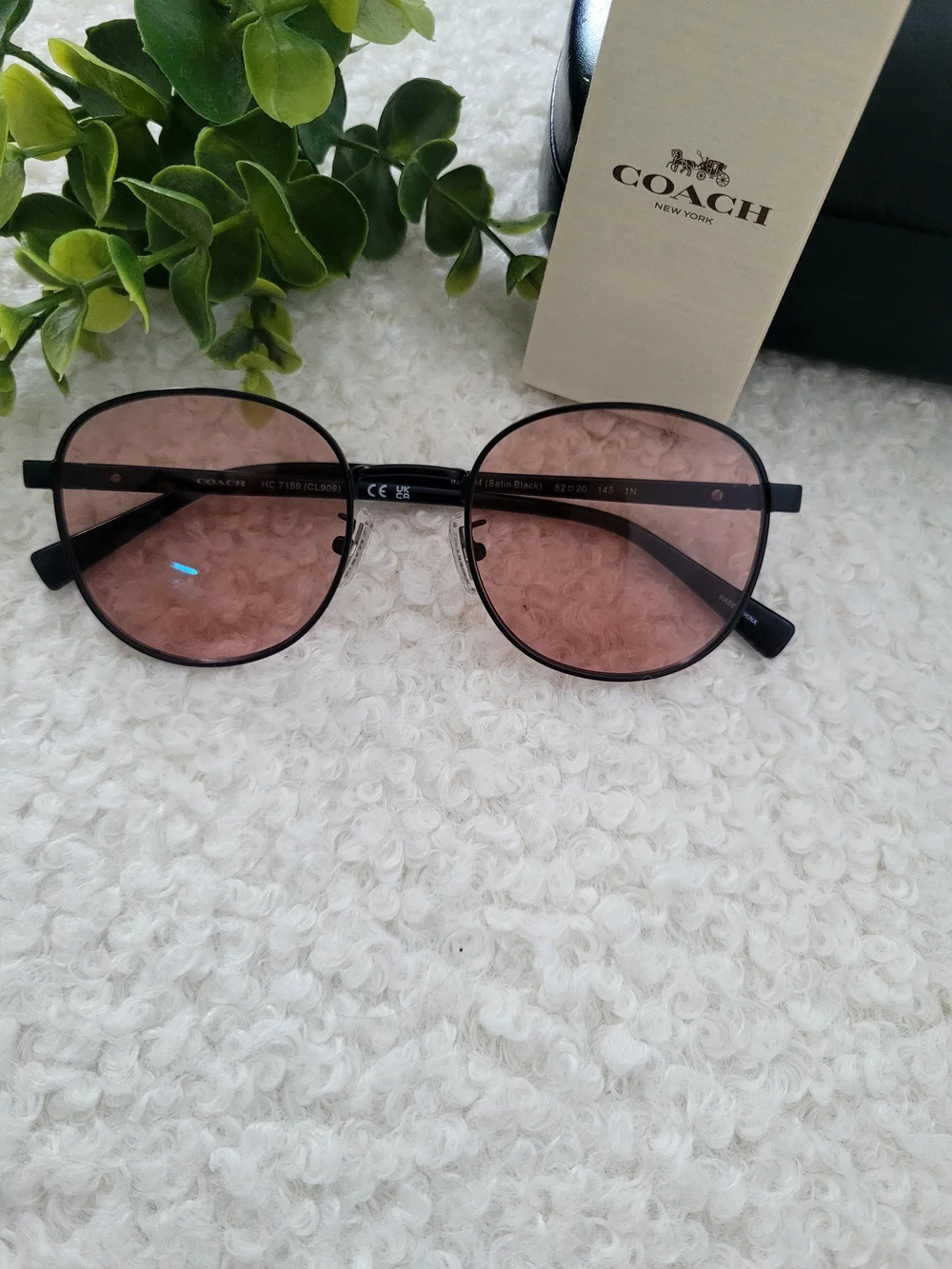 Coach Round Women's Sunglasses with Rose-Tint Lenses